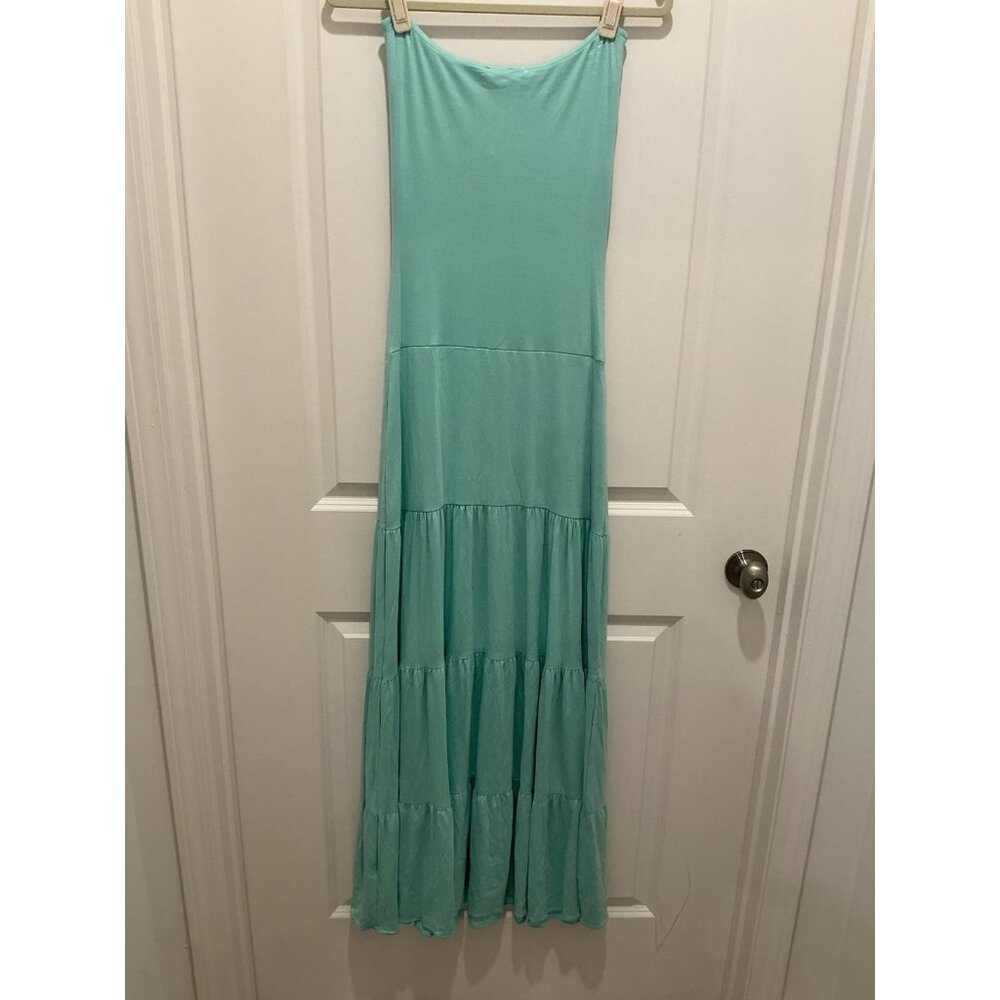 Sky Maxi Dress Medium Mint Color Strapless Boning At V Neck Lace Trim NWT - Picture 5 of 8